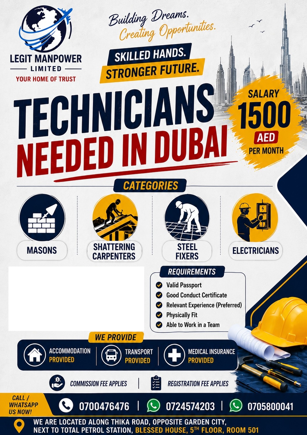 TECHNICIANS TO DUBAI